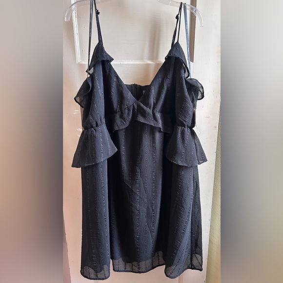 NWT! Arula by Altar’d State Black Babydoll Ruffle Dress with Spaghetti Straps - Picture 1 of 7